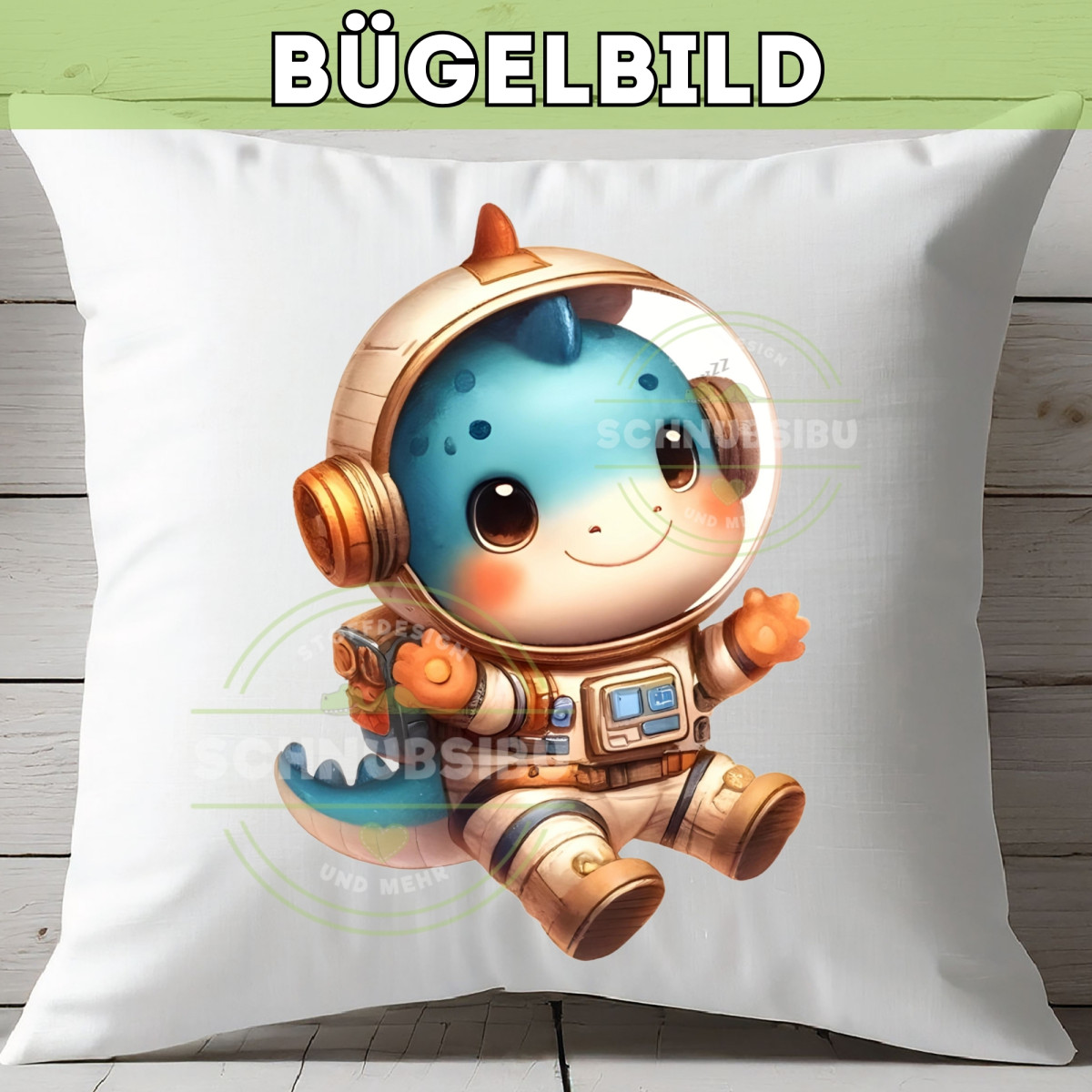 Bügelbild Niedlicher Dino Astronaut